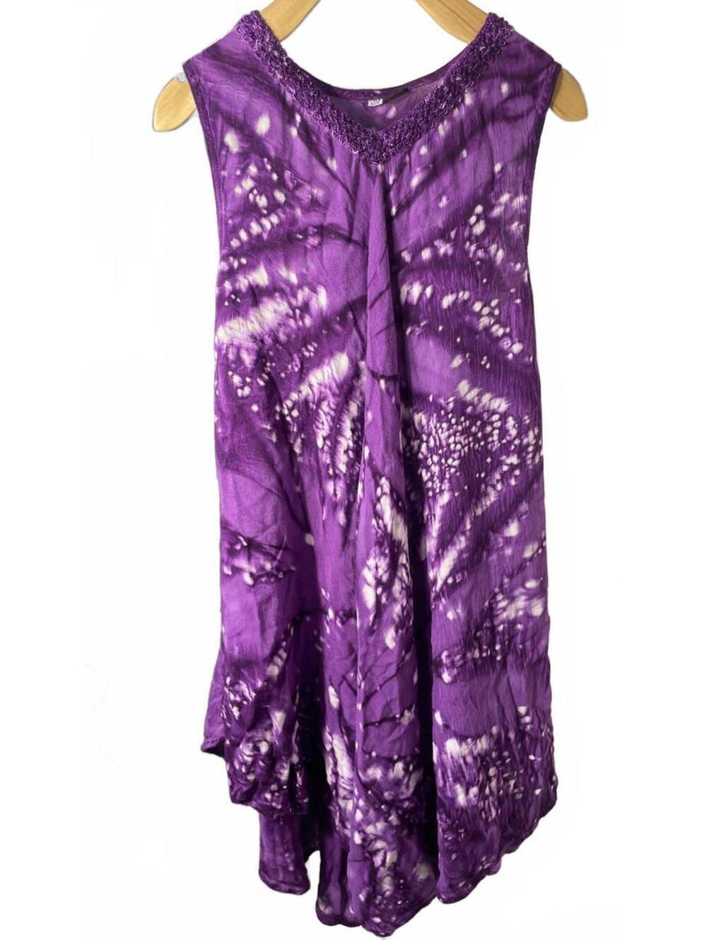SALE Tie Dye Dress Women's Size OS Purple Embroidered Bohemian Hippie Summer